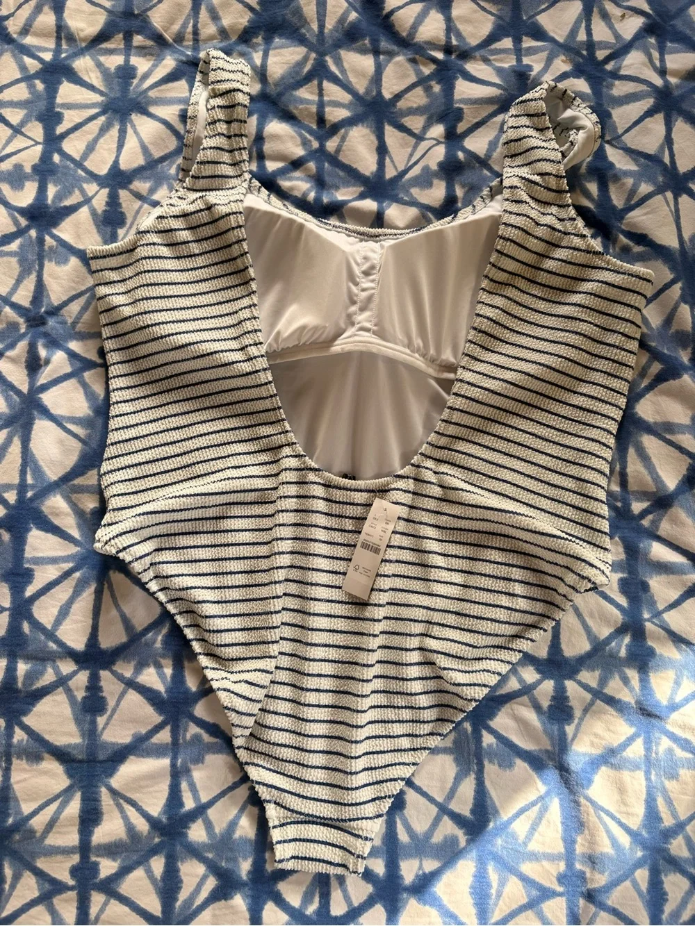 J. Crew Cream and Navy Striped One-Piece Swimsuit